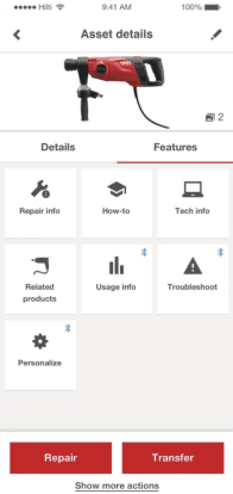 ON!Track - Mobile screenshot: Asset details