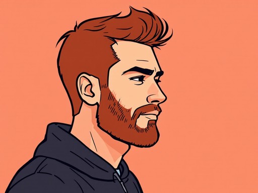 Profile view of a man with red hair and beard