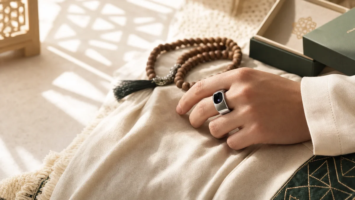 Modern faith jewelry with a smart dhikr ring worn as everyday remembrance