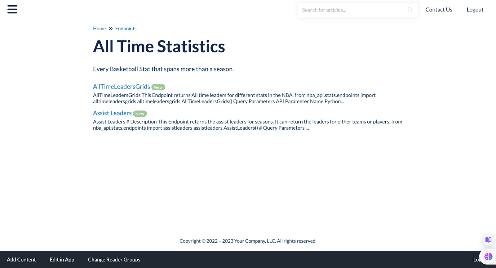 A screenshot of two KnowledgeOwl articles that do not have Meta Descriptions but instead have auto-populated descriptions that were derived from the text of the articles.