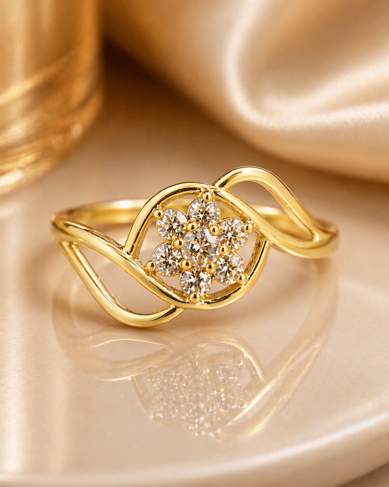 Floral Night uncut diamond ring