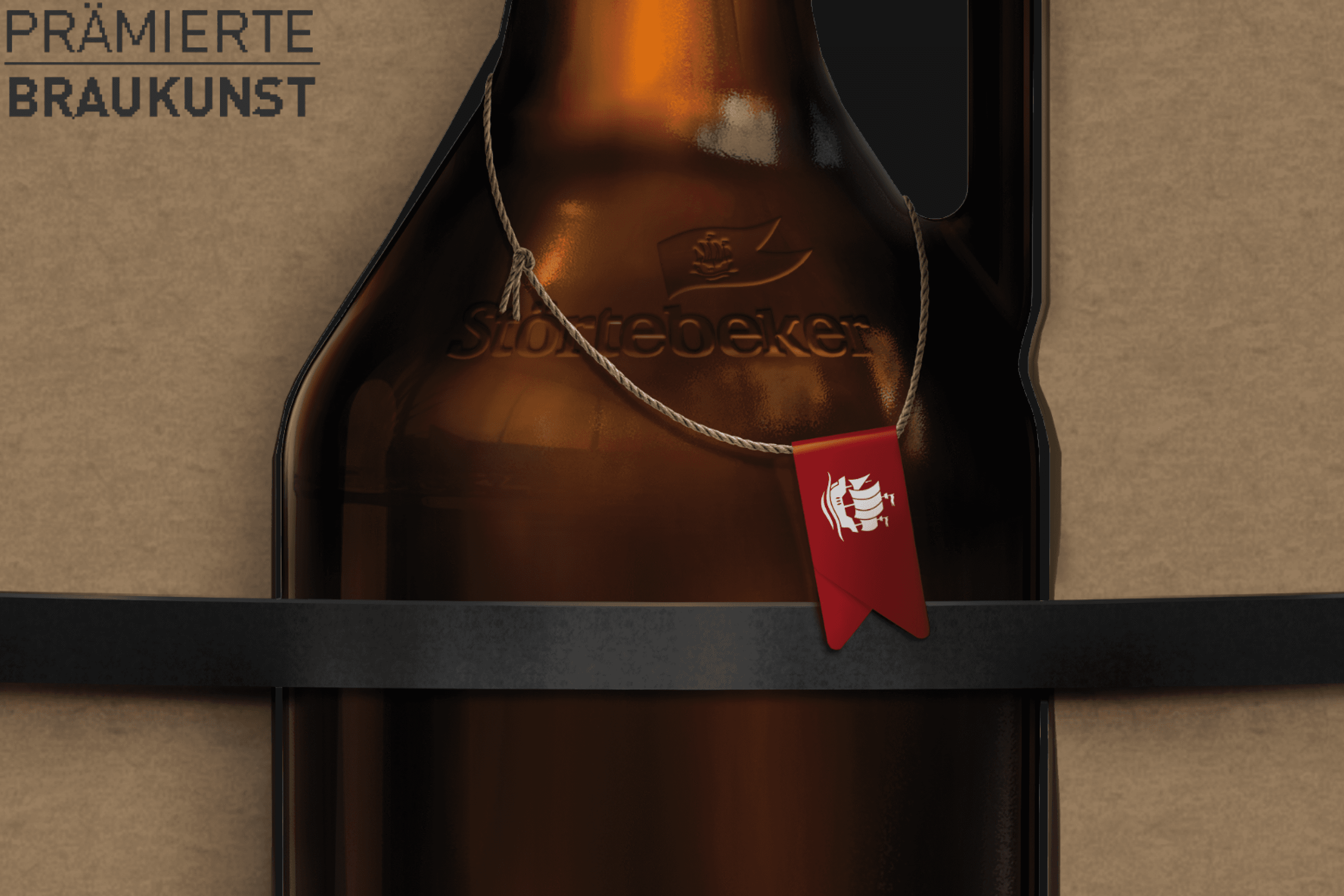 Branded beer bottle with premium brewing award pendant