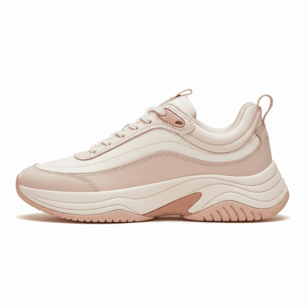 Beige Corbell Studio Walk women’s sneaker with layered design and pull tab.