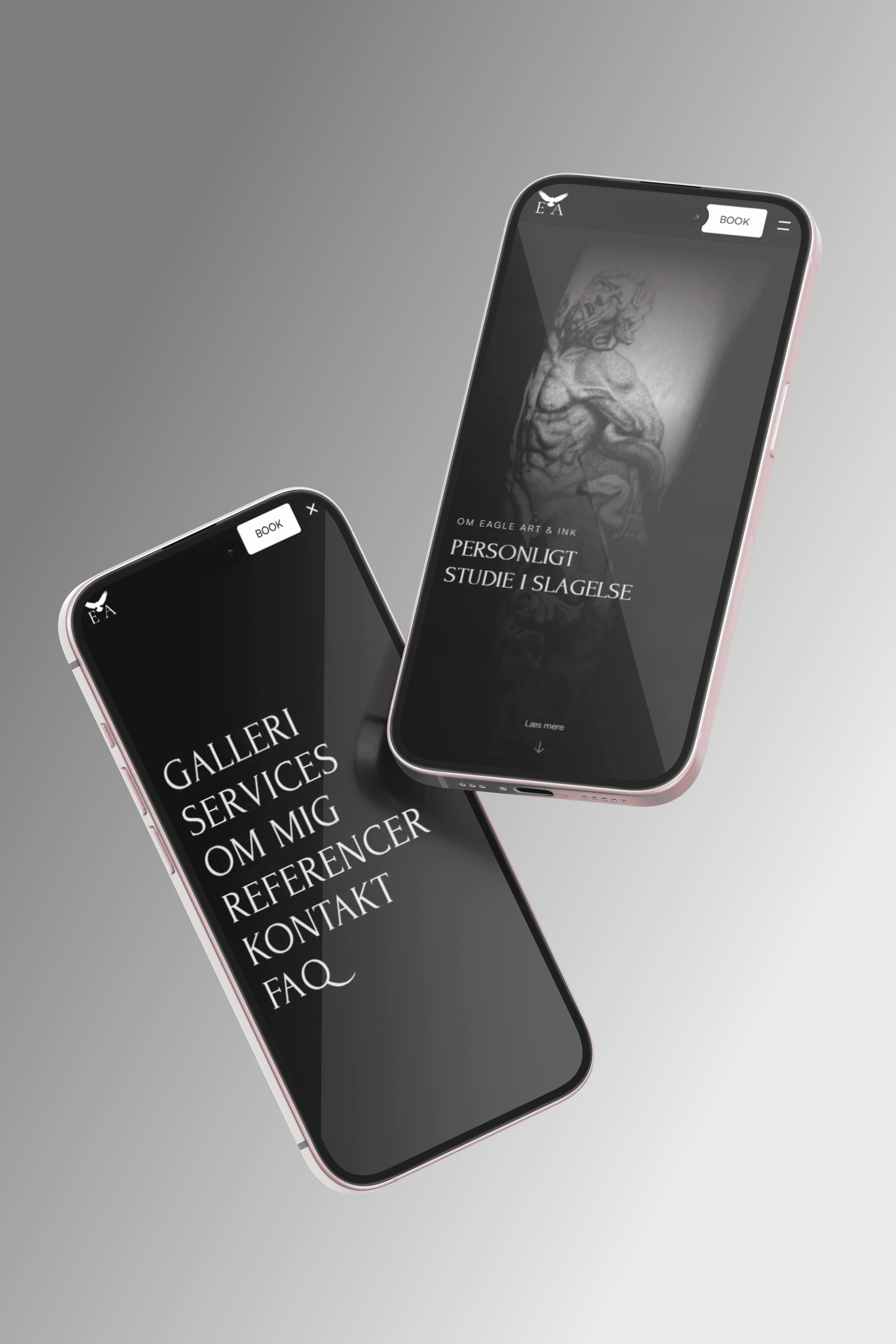 Two iPhones Mockup displays website made by Seoma