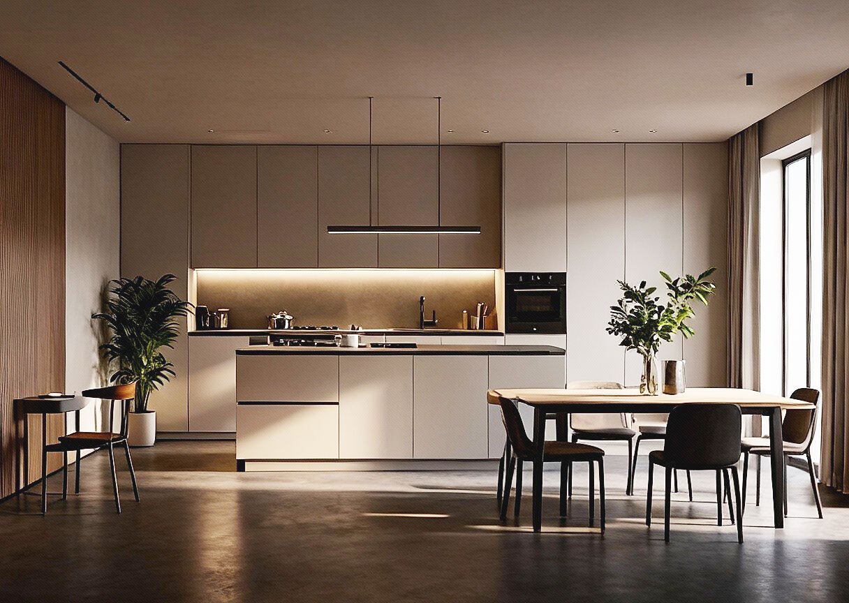 Close-up of a modern building facade featuring vertical wooden panels and black-framed windows, with natural light casting tree shadows on the surfaces.
