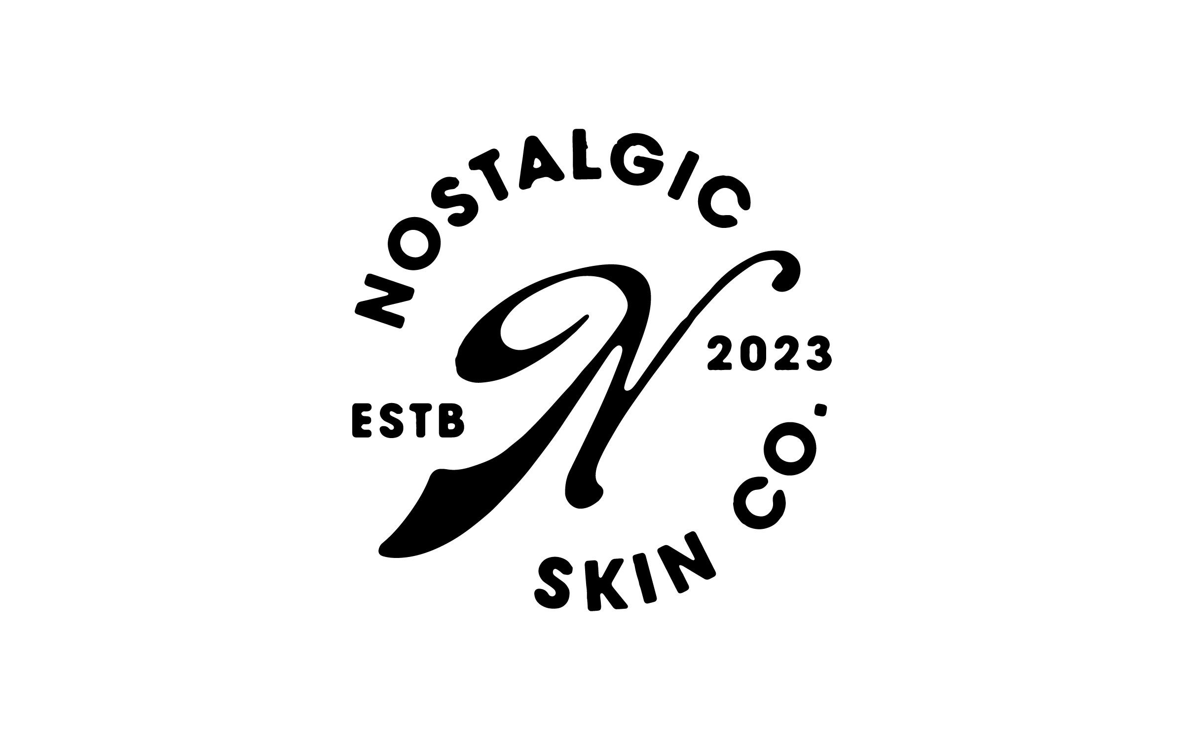 Nostalgic Skin Co. circular badge logo in black and white