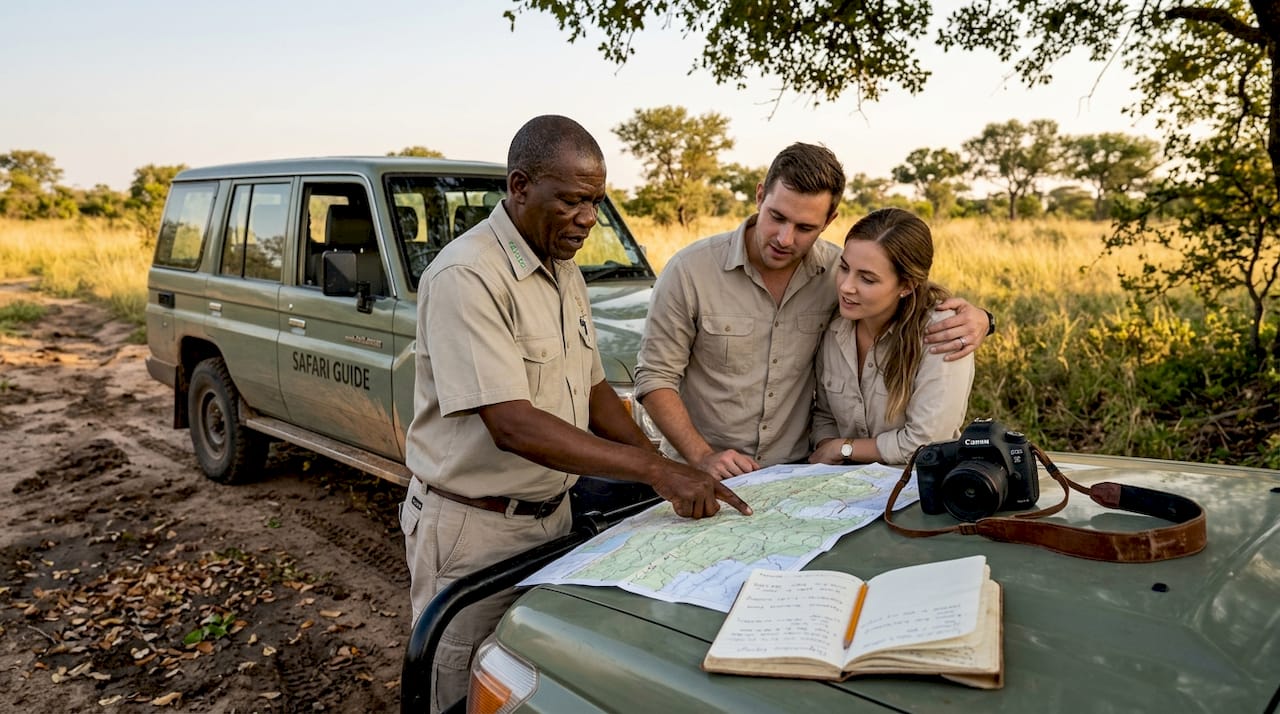 Guide explains safari route to newlyweds