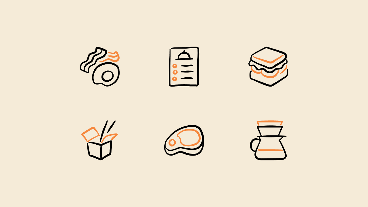 Freehand Duo Food Icon Set