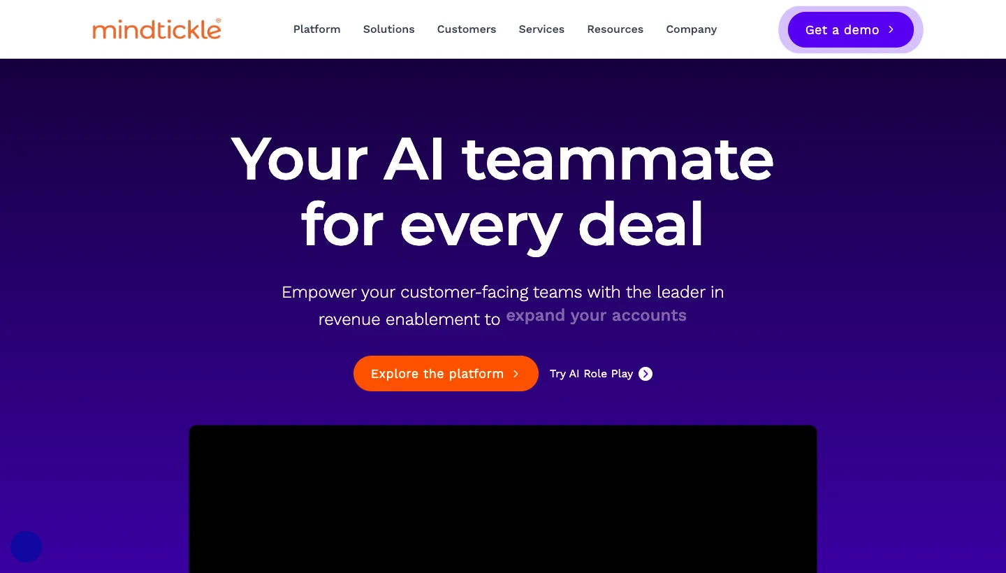 Mindtickle homepage: sales readiness and enablement platform for revenue teams