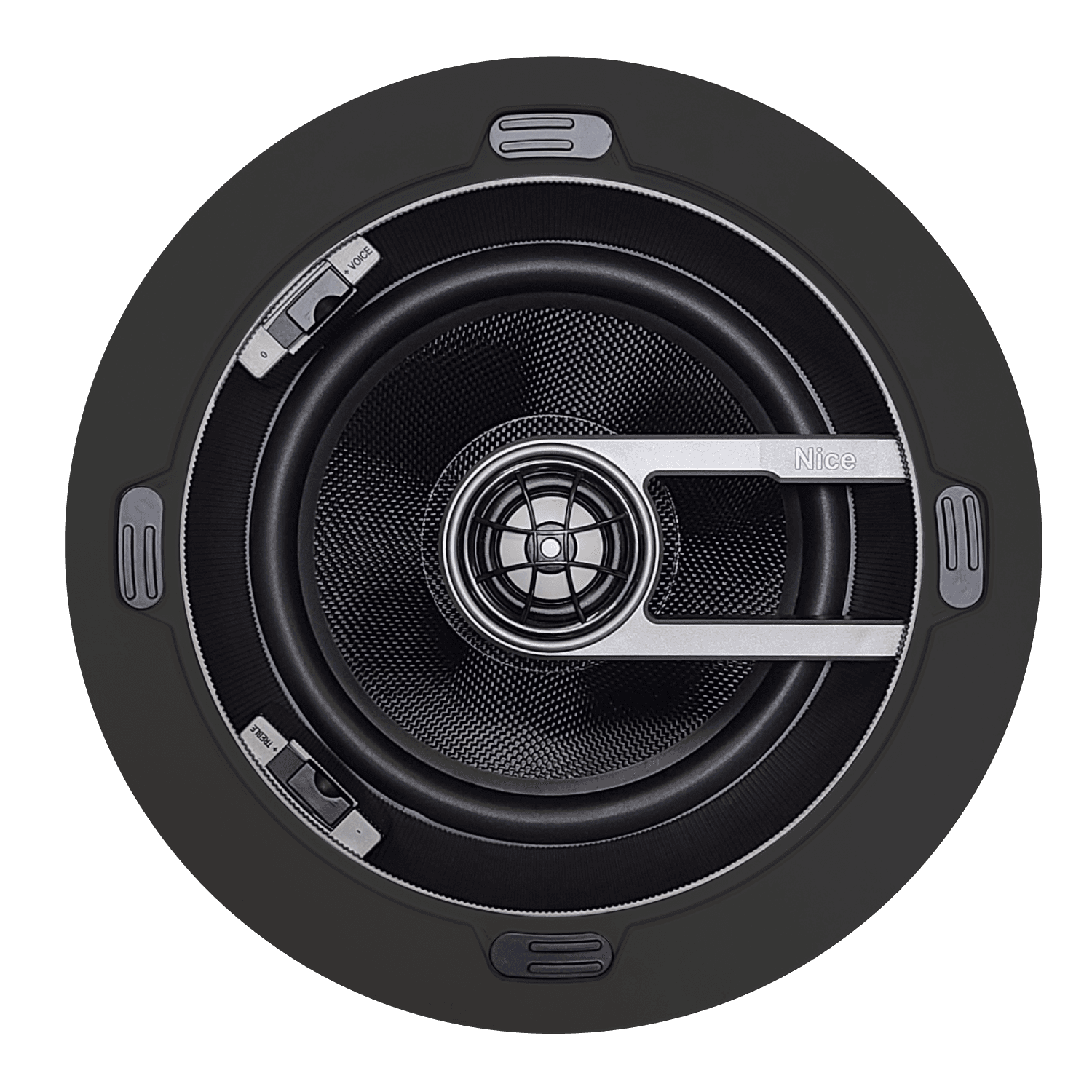 In-ceiling speaker with treble and voice adjustment