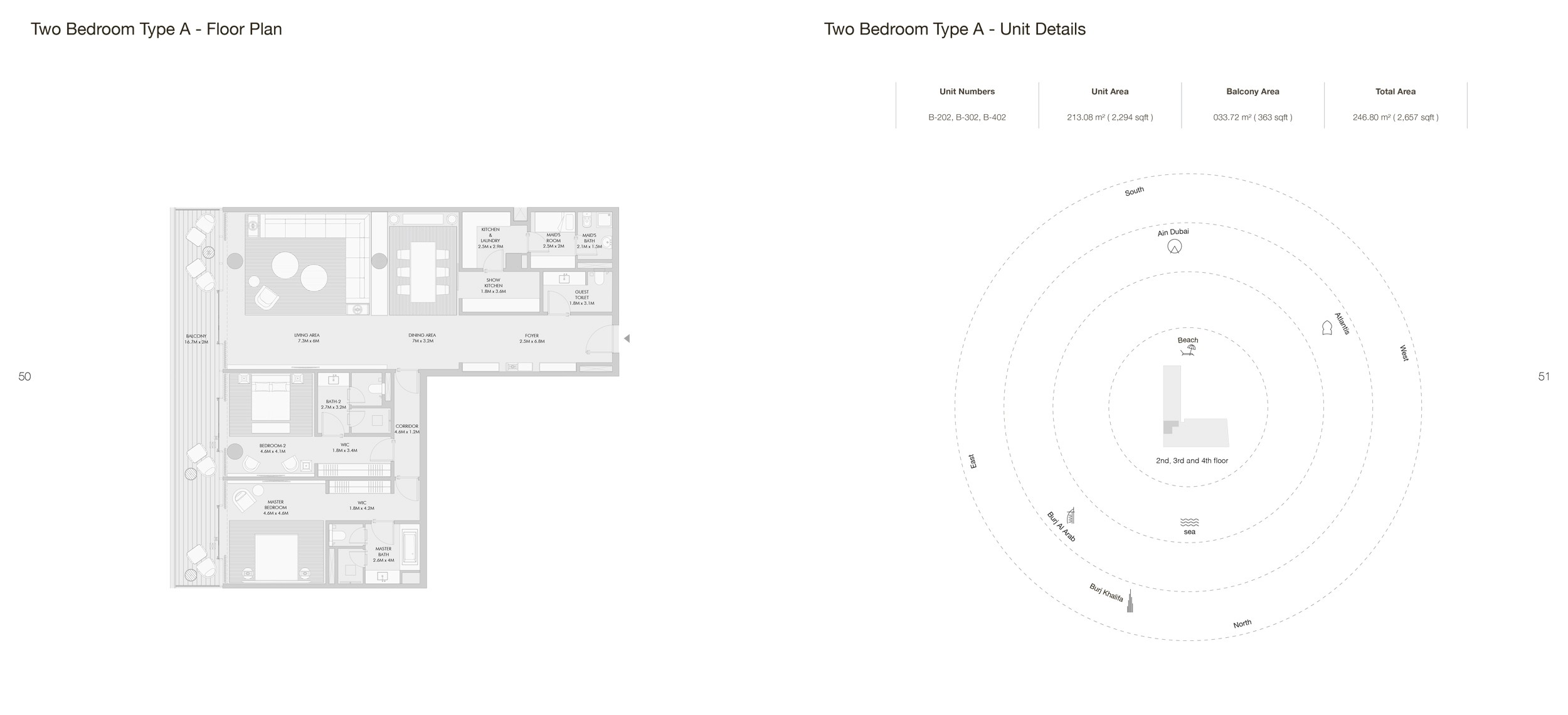 Armani Beach Residences 2-Bedroom Floor Plans