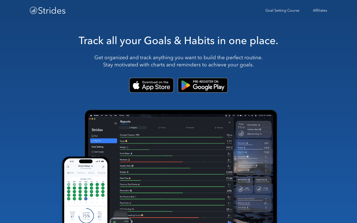 Strides habit and goal tracker app