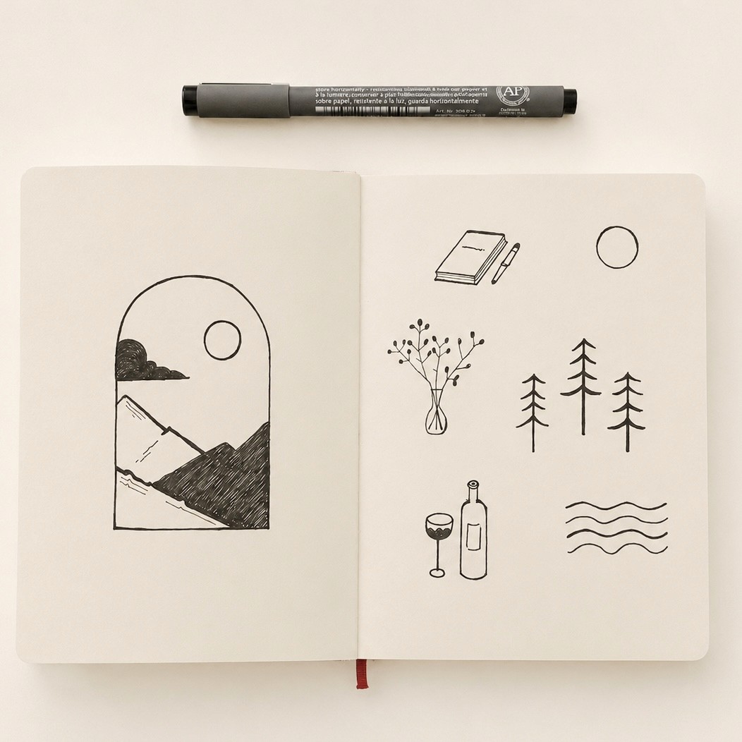 Four boxes on a flat surface