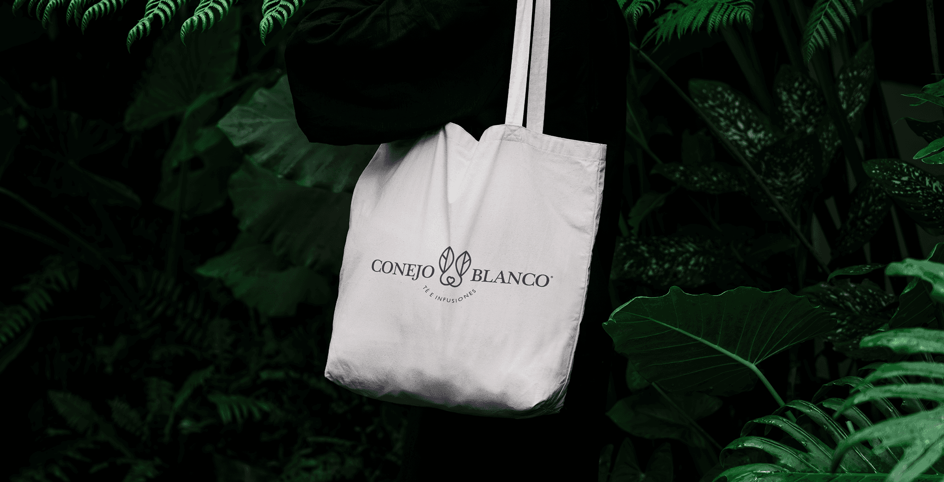 Identidad visual Conejo Blanco marca de té elegante en Chile