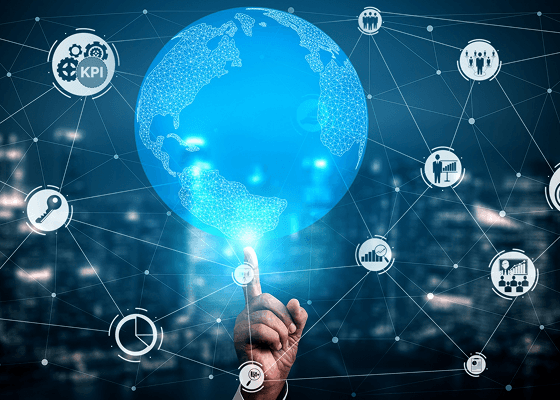 The image illustrates e-governance solutions that enhance transparency and accountability in public services.