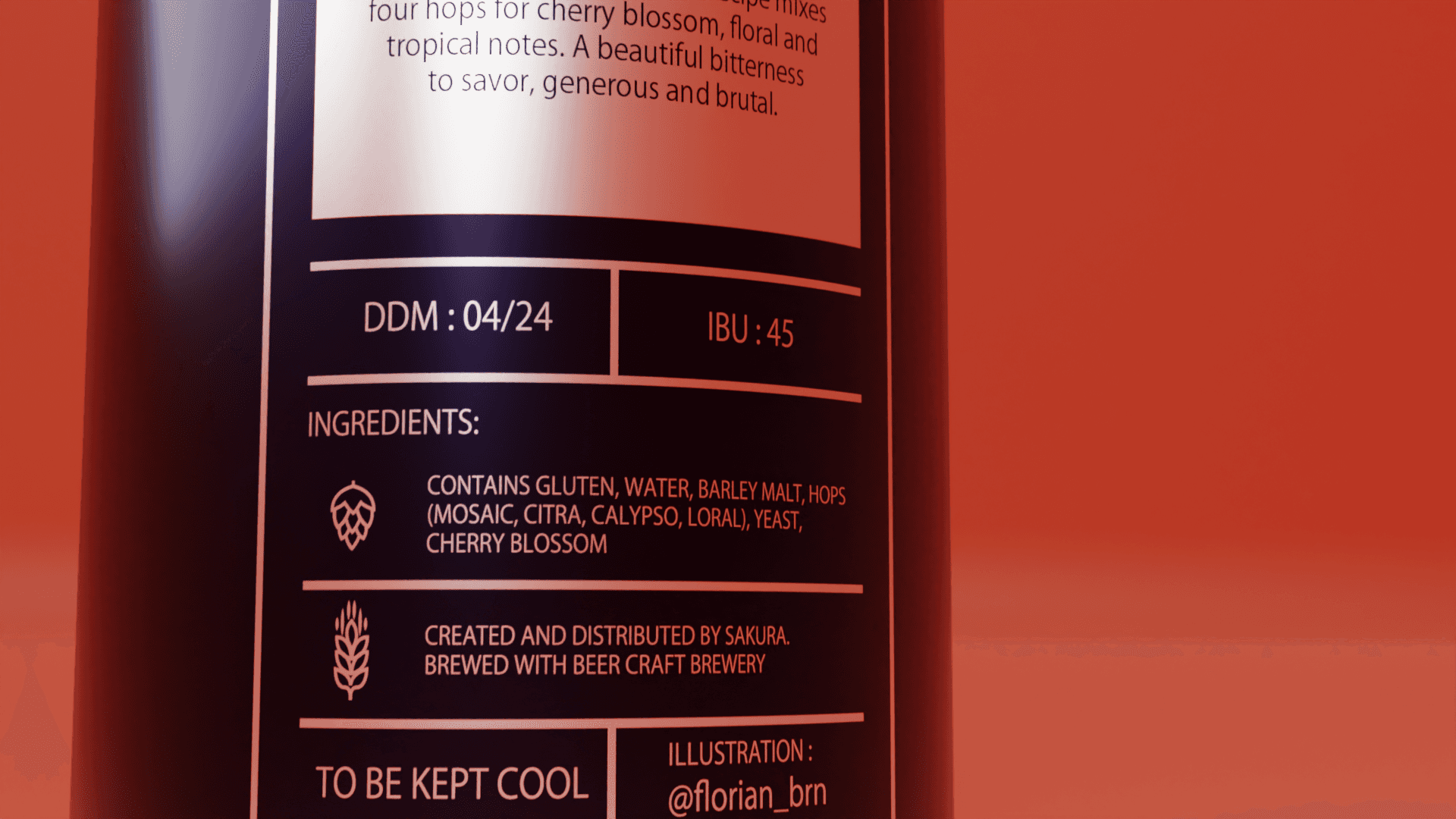 Trailer promotionnel en Motion Design réalisé par un UX designer à Nantes, modélisation 3D d'une canette de soda et de ses informations au dos du produit