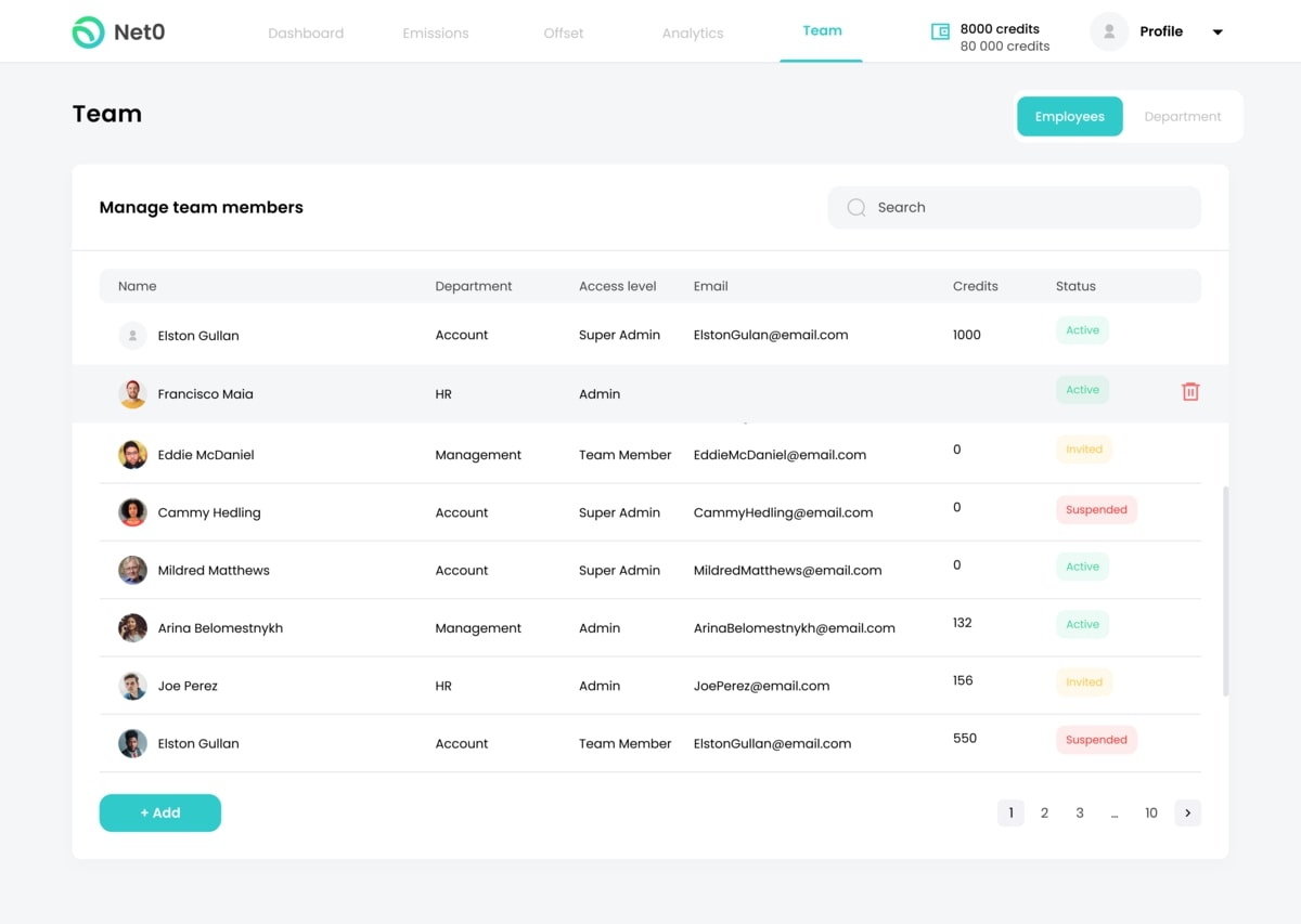 emissions management onboarding dashboard