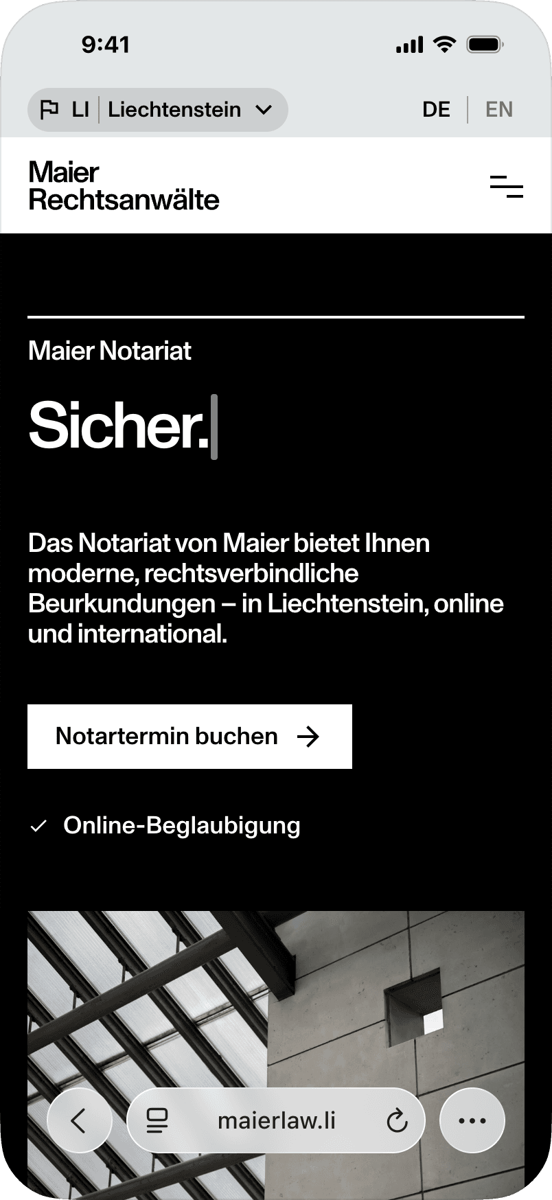 Maierlaw Landingpage Screen Mockup