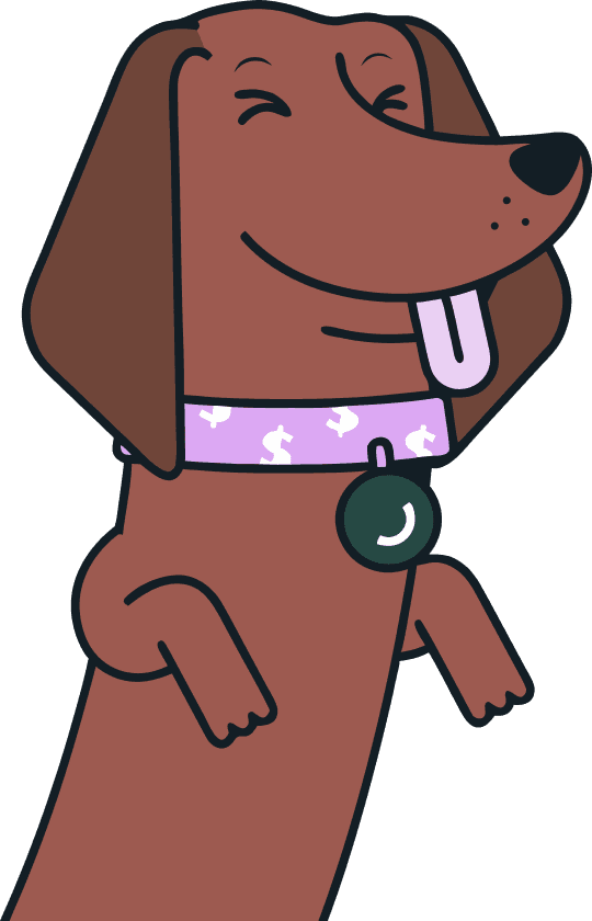 StretchDollar mascot dog