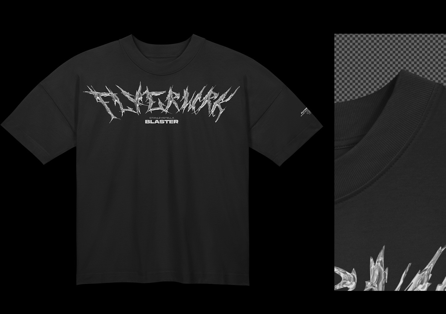 Stanley Stella Blaster T-Shirt Hanging mockup fabric detail close up high resolution