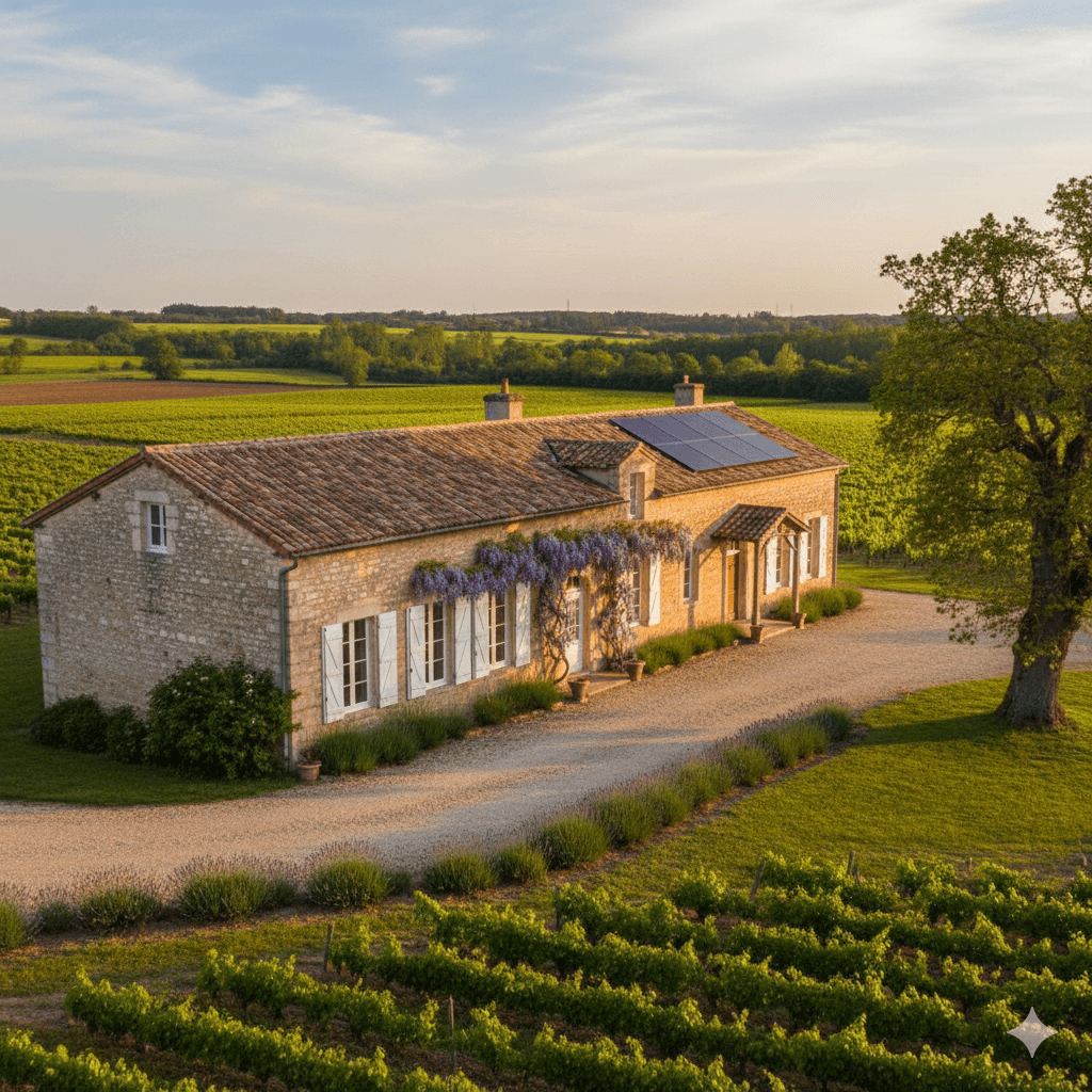 photo d'une maison à côté de Bordeaux avec des panneaux solaires