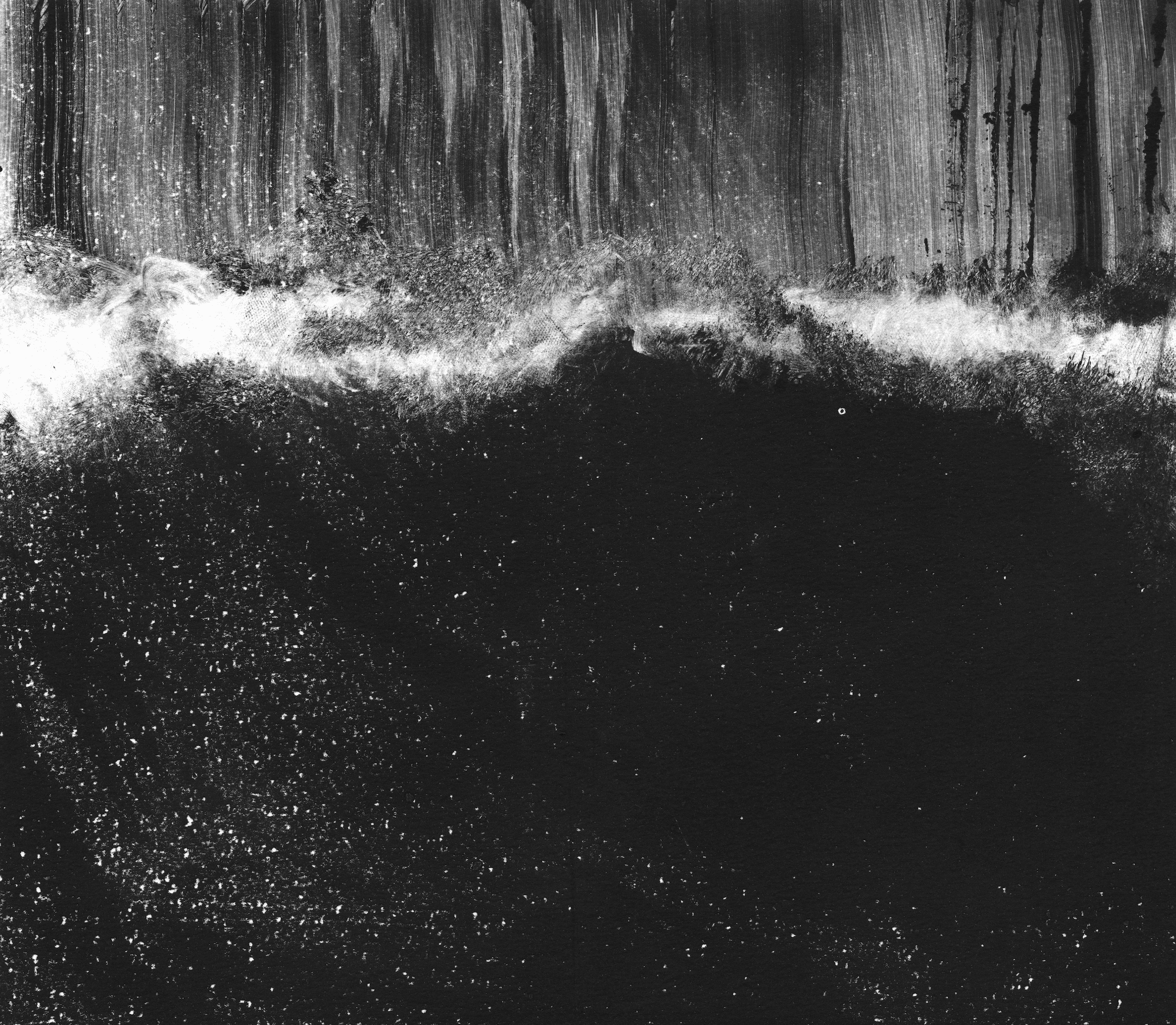 A monotype print of waves