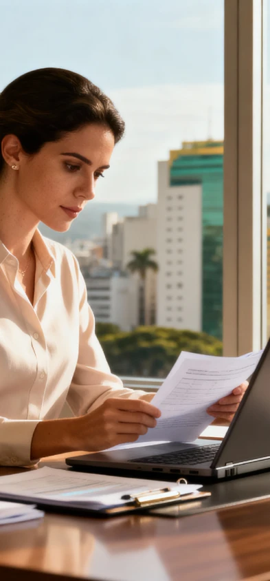 imagem de uma contadora no escritório