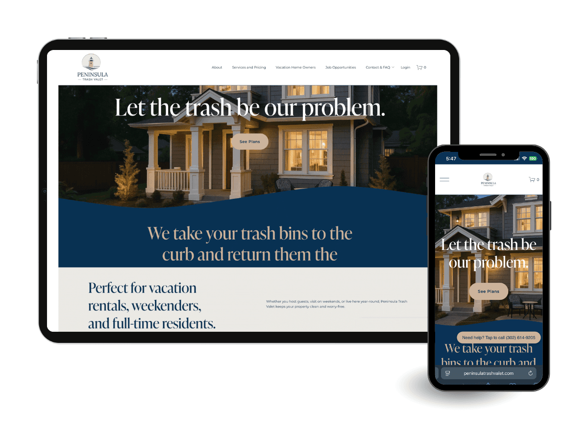 Responsive Website Design Peninsula Trash Valet