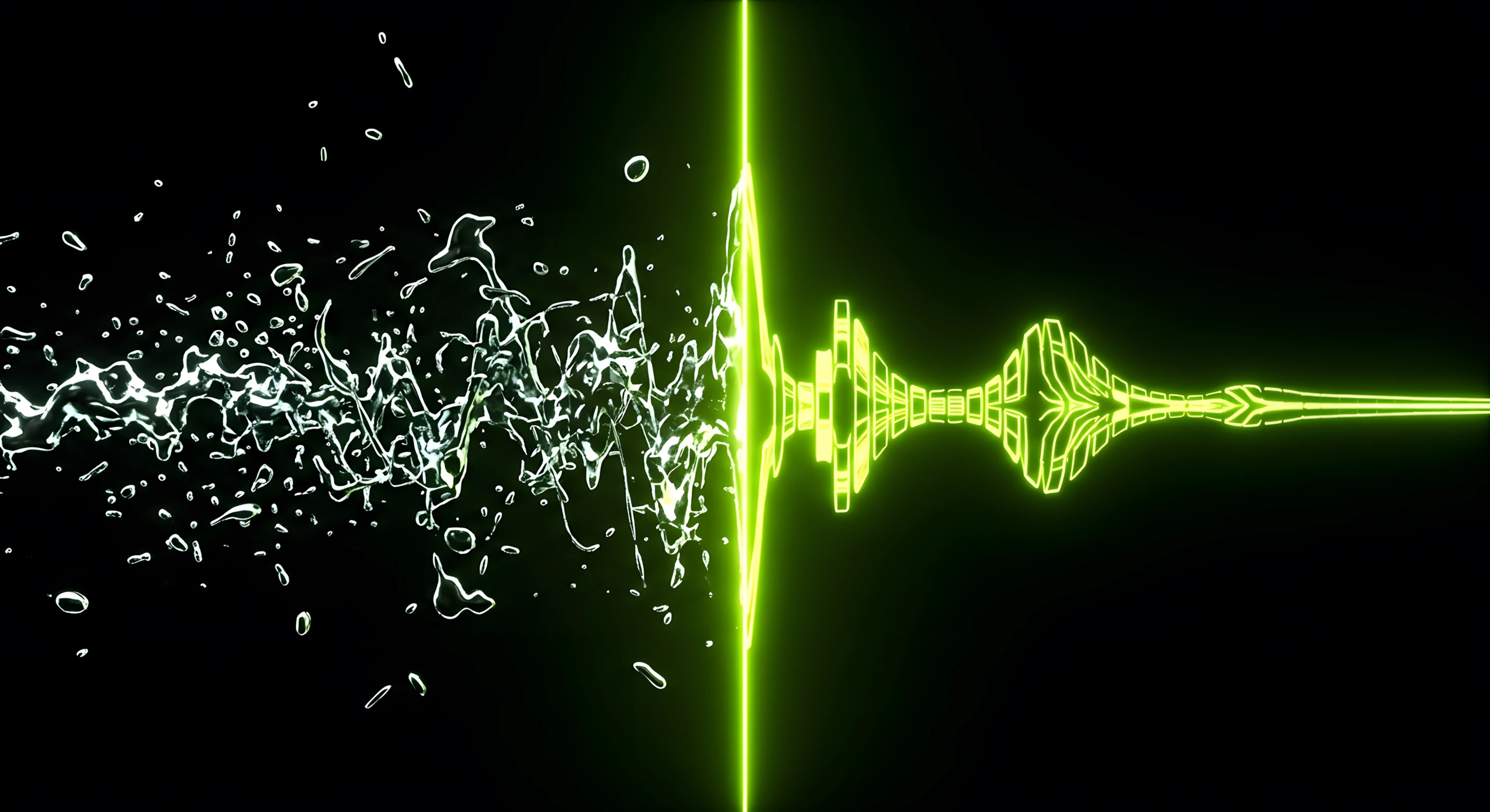 Sonic branding case study before and after — chaotic undefined signal transformed into a clean precise branded audio identity