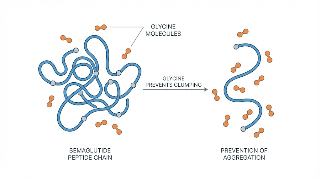How glycine stabilizes semaglutide peptide structure diagram