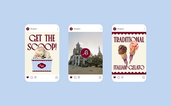 social posts design for ice cream shop