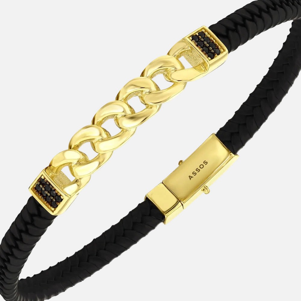 Assos Pırlanta 14 Ayar Altın Modern Tasarım Erkek Bileklik