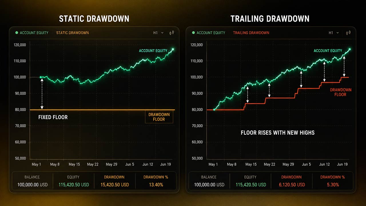 Static Drawdown vs Trailing Drawdown
