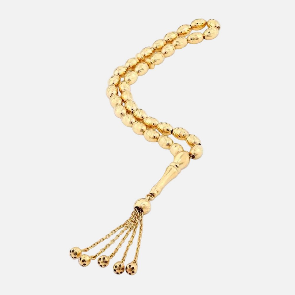 Assos Pırlanta Özel Tasarım Lüks İşlemeli Altın Tesbih Modeli