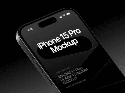 iPhone 15 Pro mockup with black mode upper screen