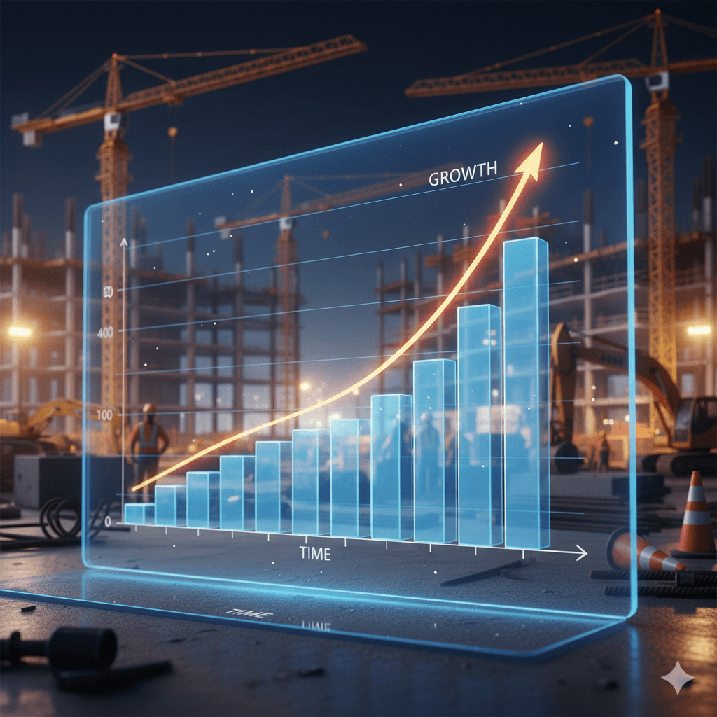 A systems architect or engineer standing in front of a large screen showing a central integration/automation layer connecting several business systems (CRM, ERP, billing, data warehouse, etc.).