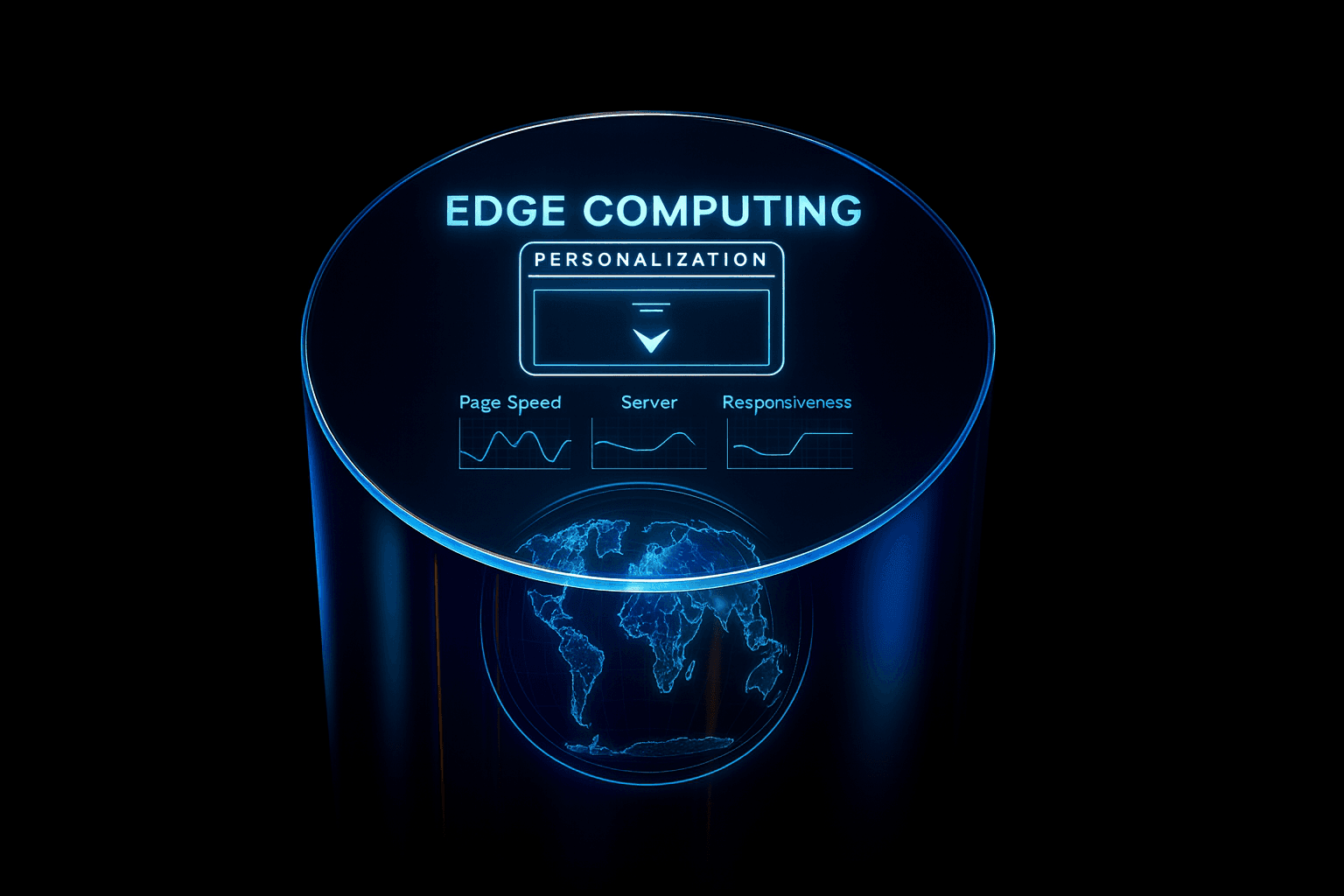 Edge function dashboard optimizing website loading time and page speed
