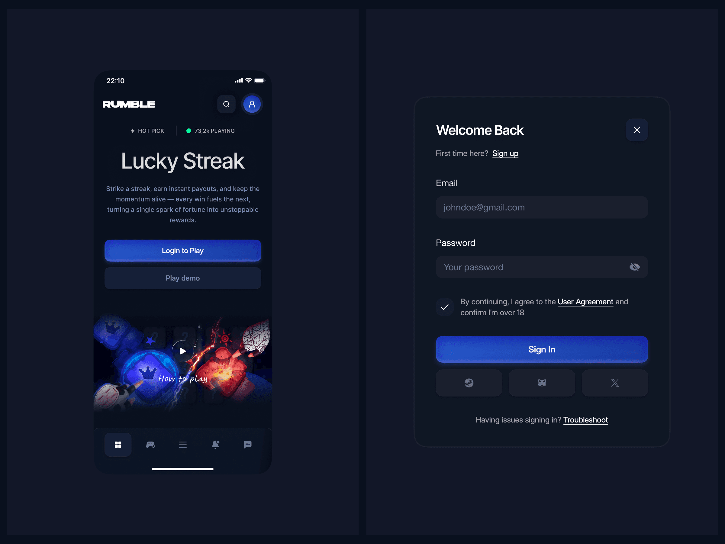 Crypto casino mobile view
