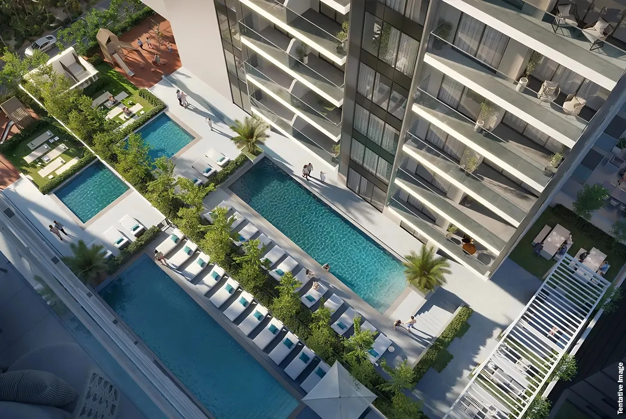 The Elaris Rise tower is being built in a busy city center, symbolizing modern urban architecture.