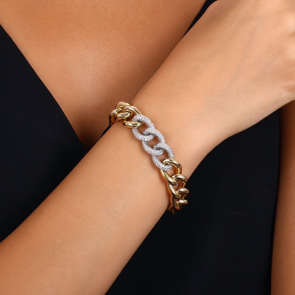 Assos Pırlanta 14 Ayar Altın Zincir Bileklik 31.48 Gram Lüks