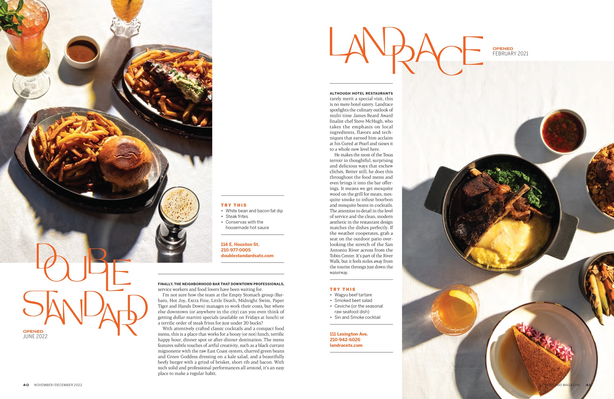 Magazine spread of restaurants