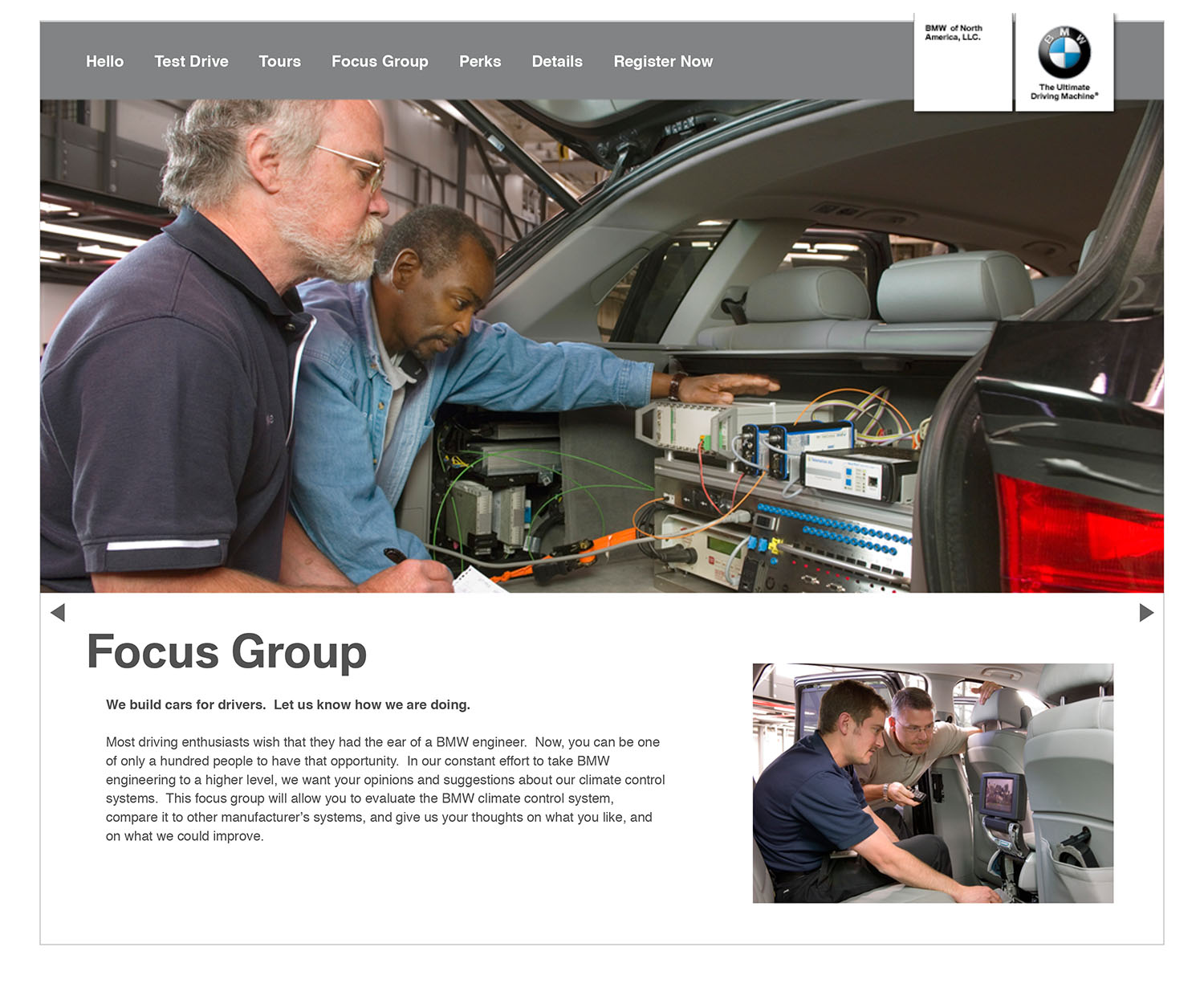 BMW USA Cool Down Focus Group Website