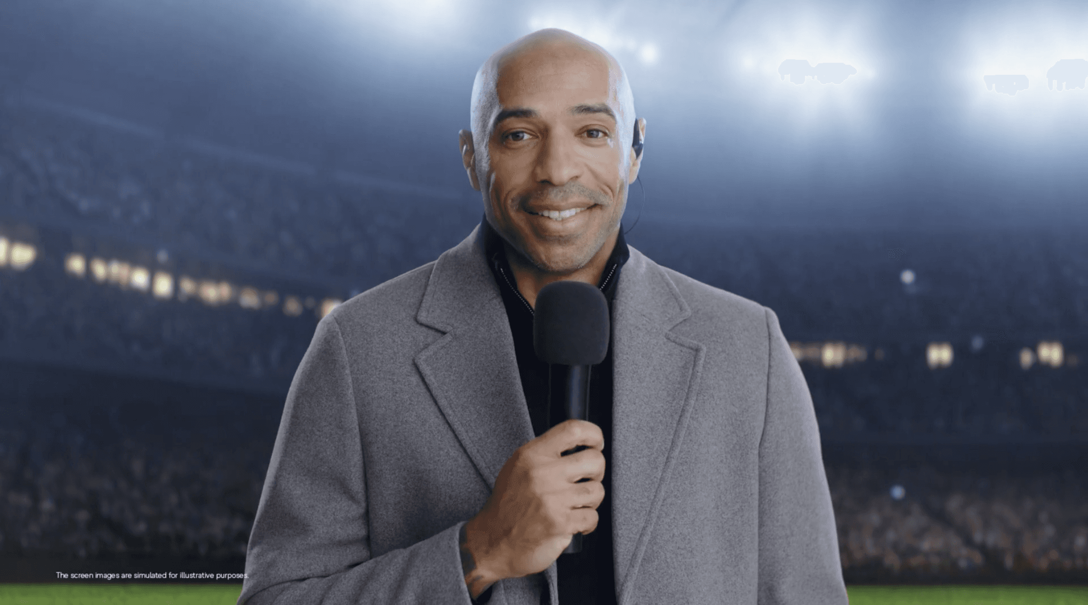 Thierry Henry with microphone for samsung advertisement
