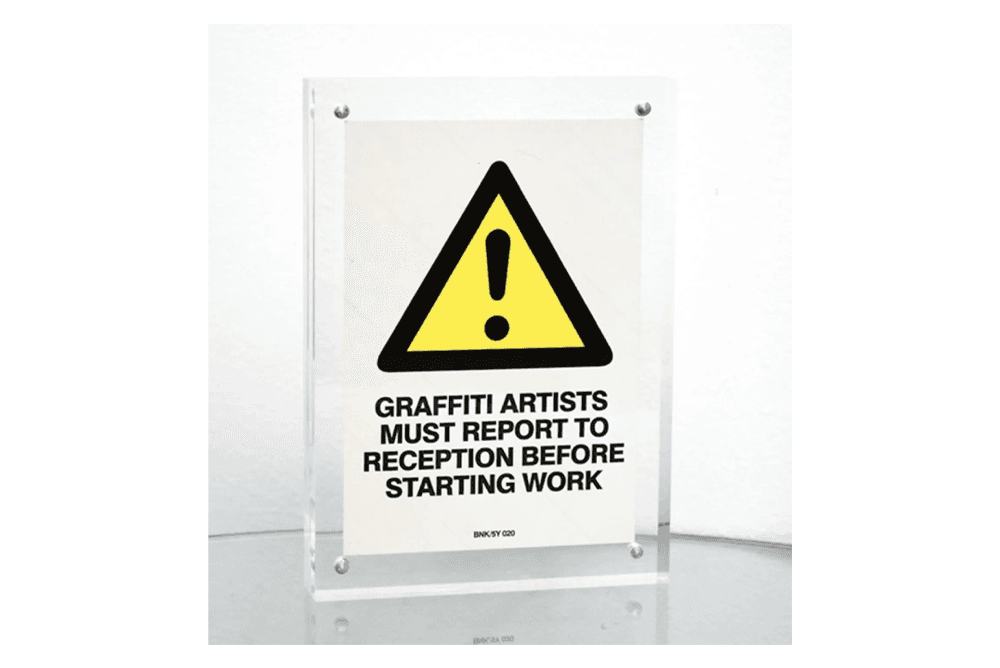Banksy Graffiti Artists Must Report to Reception BNK/5Y/020 Sticker (Framed)