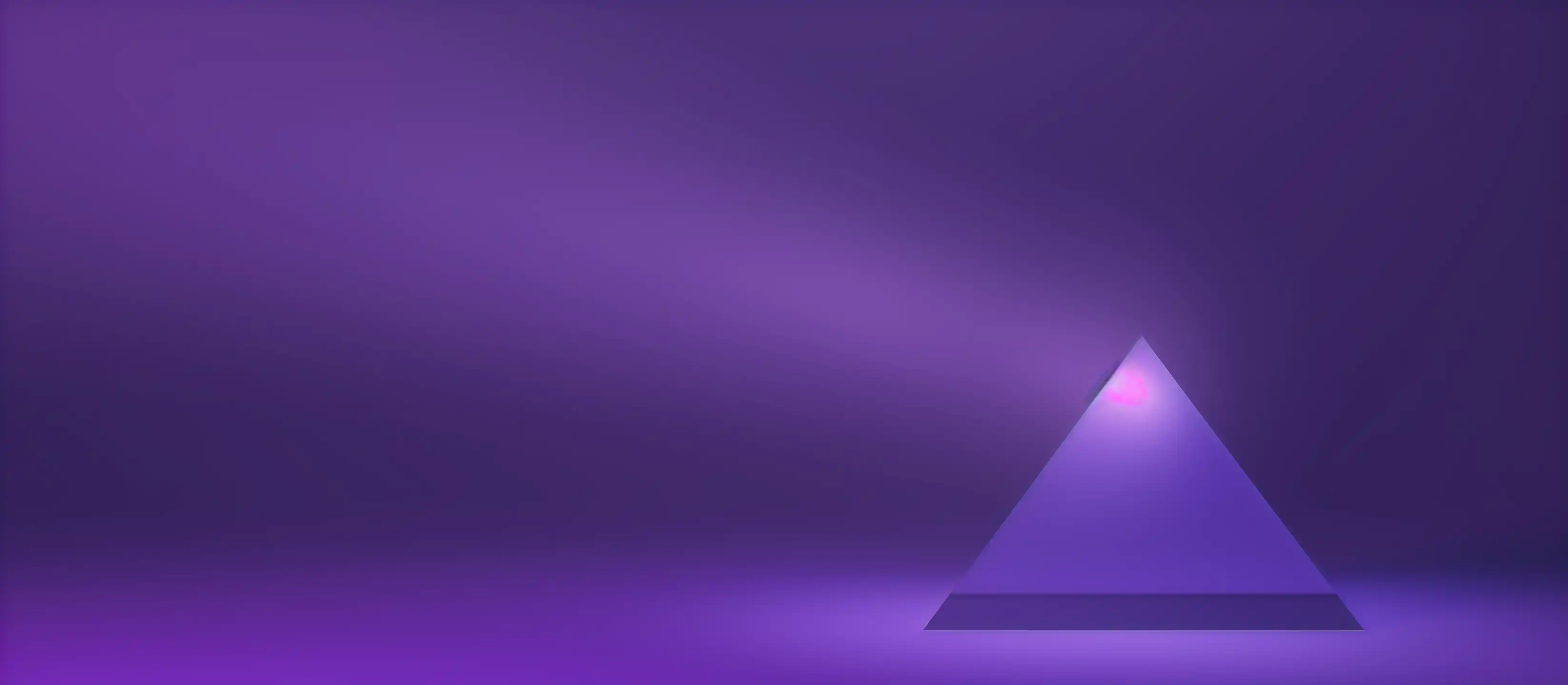 Abstract glowing purple prism refracting light in a dark space.