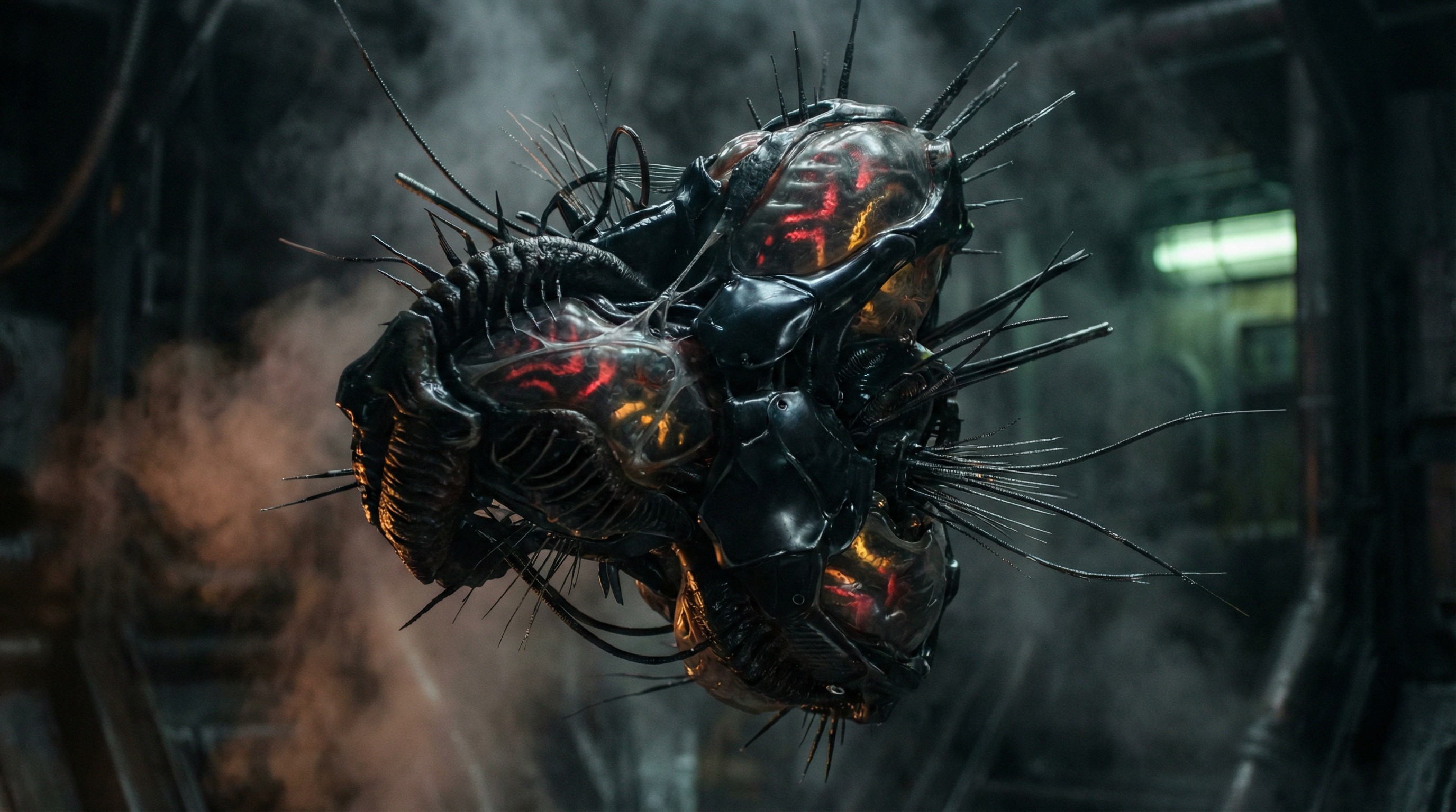 A cinematic depiction of an alien biomechanical virus-like