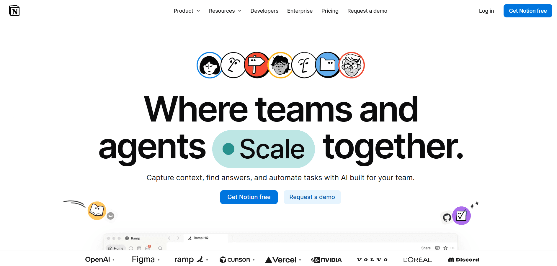 Image showing Notion website's homepage