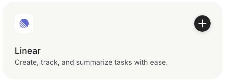 Card showing option to integrate Linear MCP