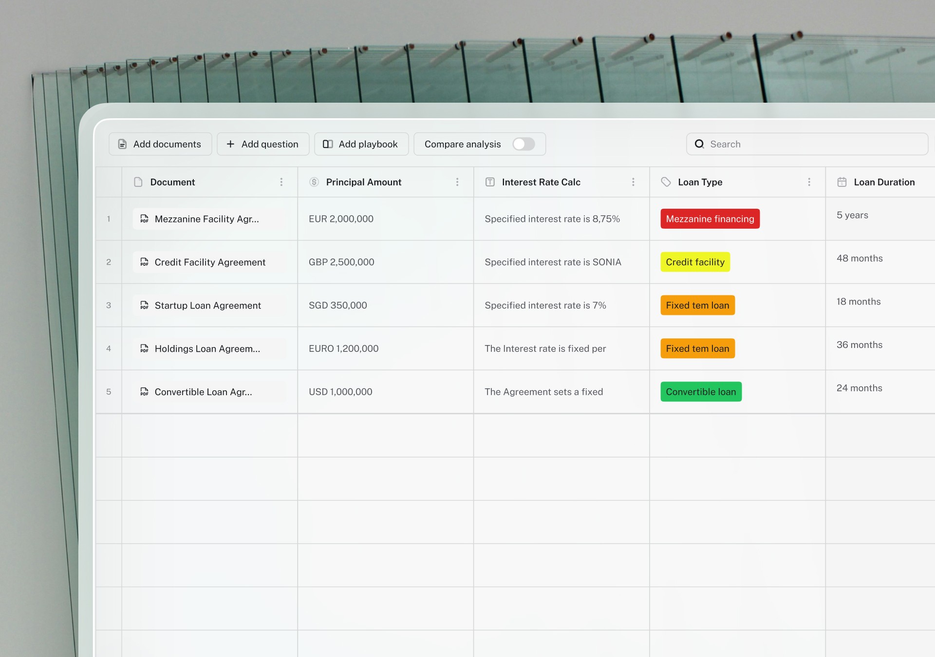 LEGALFLY extracting and comparing key terms across multiple loan agreements