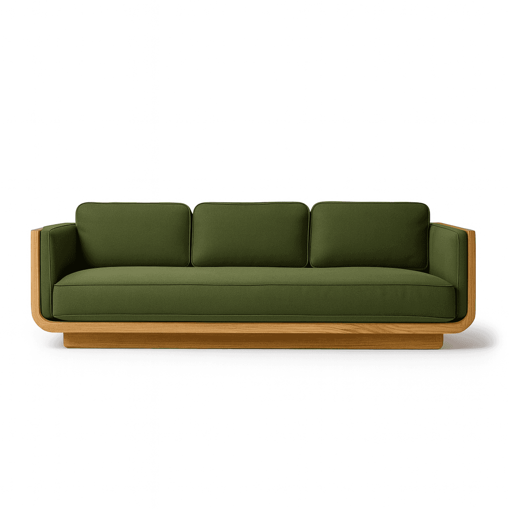 Plum velvet 3-seater with channel tufting and gold-toned legs.